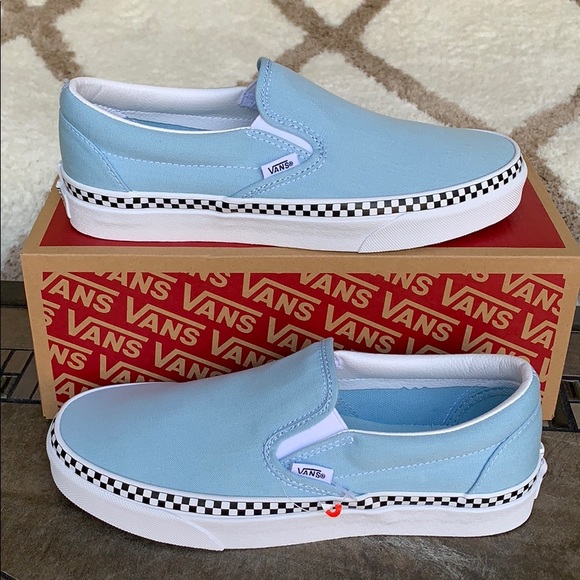 VANS CLASSIC SLIP-ON CHECK FOXING COOL BLUE men’s - Picture 2 of 16